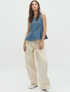 Global Funk Rihne peplum-G Top - Denim