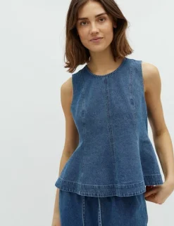 Global Funk Rihne peplum-G Top - Denim
