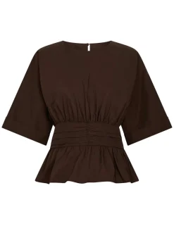 Neo Noir Annegret Poplin Bluse - Brun