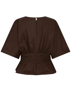 Neo Noir Annegret Poplin Bluse - Brun