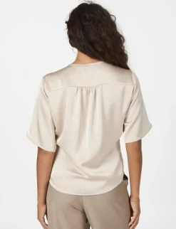 Neo Noir Casadia Heavy Sateen Bluse - Sand