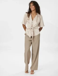 Neo Noir Casadia Heavy Sateen Bluse - Sand