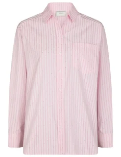 Neo Noir Dalma Soft Stripe Stone Skjorte - Pink