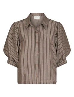 Neo Noir Etta Soft Stripe Stone Skjorte - Brun