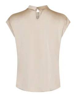 Neo Noir Fleur Drapy Satin Bluse - Sand