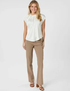 Neo Noir Fleur Drapy Satin Bluse - Hvid