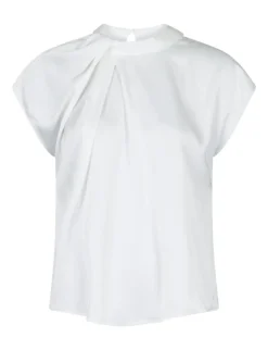 Neo Noir Fleur Drapy Satin Bluse - Hvid
