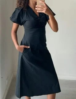Neo Noir Illana Poplin Kjole - Sort