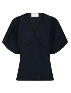 Neo Noir Irina Structure Bluse - Mørkeblå