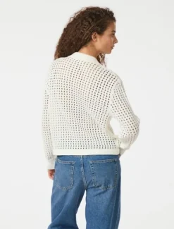 Neo Noir Laurana Crochet Cardigan - Creme