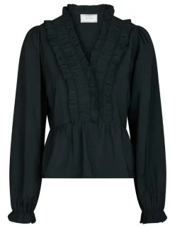 Neo Noir Melfy Structure Bluse - Mørkeblå