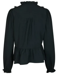 Neo Noir Melfy Structure Bluse - Mørkeblå