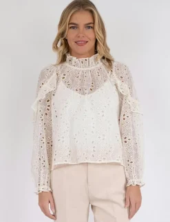 Neo Noir Nadira Embroidery Bluse - Ivory