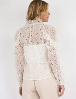 Neo Noir Nadira Embroidery Bluse - Ivory