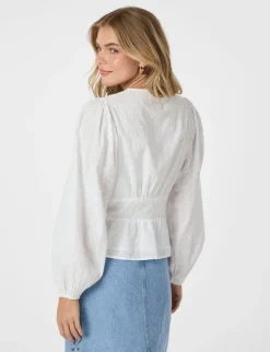 Neo Noir Neroni Embroidery Bluse - Hvid