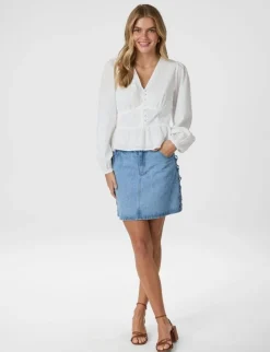Neo Noir Neroni Embroidery Bluse - Hvid