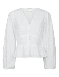 Neo Noir Neroni Embroidery Bluse - Hvid