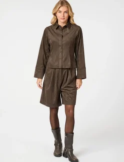 Neo Noir Nika Faux Suede Bermuda Shorts - Brun