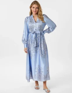 Neo Noir Nova Paisley Border Kjole - Lyseblå