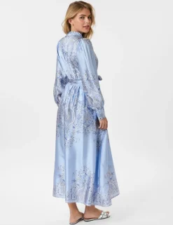 Neo Noir Nova Paisley Border Kjole - Lyseblå