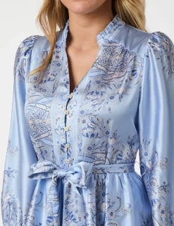 Neo Noir Nova Paisley Border Kjole - Lyseblå