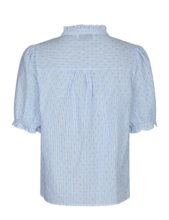 Neo Noir Odesa Dot Stripe Bluse - Lyseblå