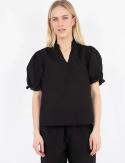 Neo Noir Odesa Linen Bluse - Sort
