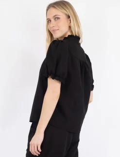 Neo Noir Odesa Linen Bluse - Sort