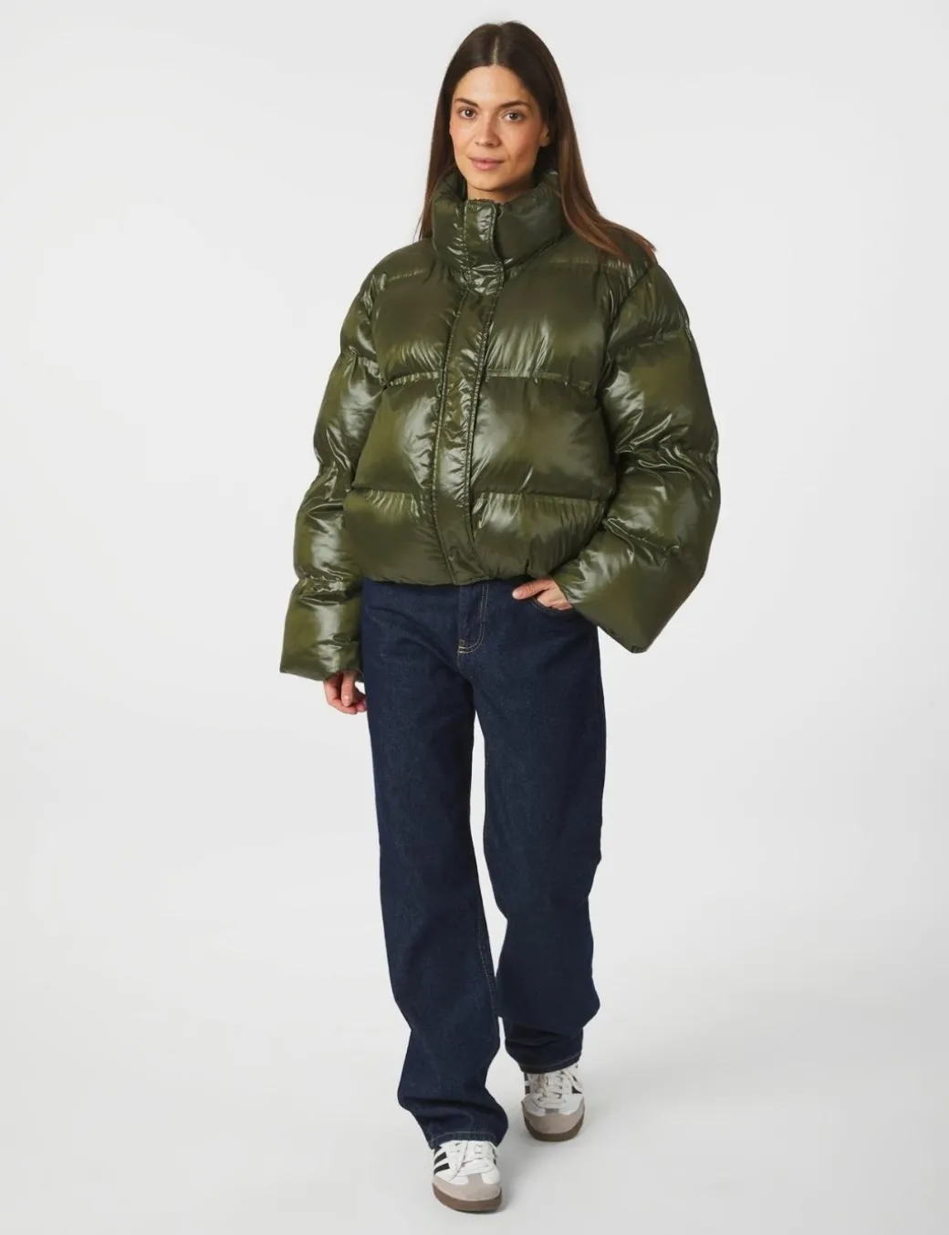 Neo Noir Rhea Shiny Pufferjakke - Army