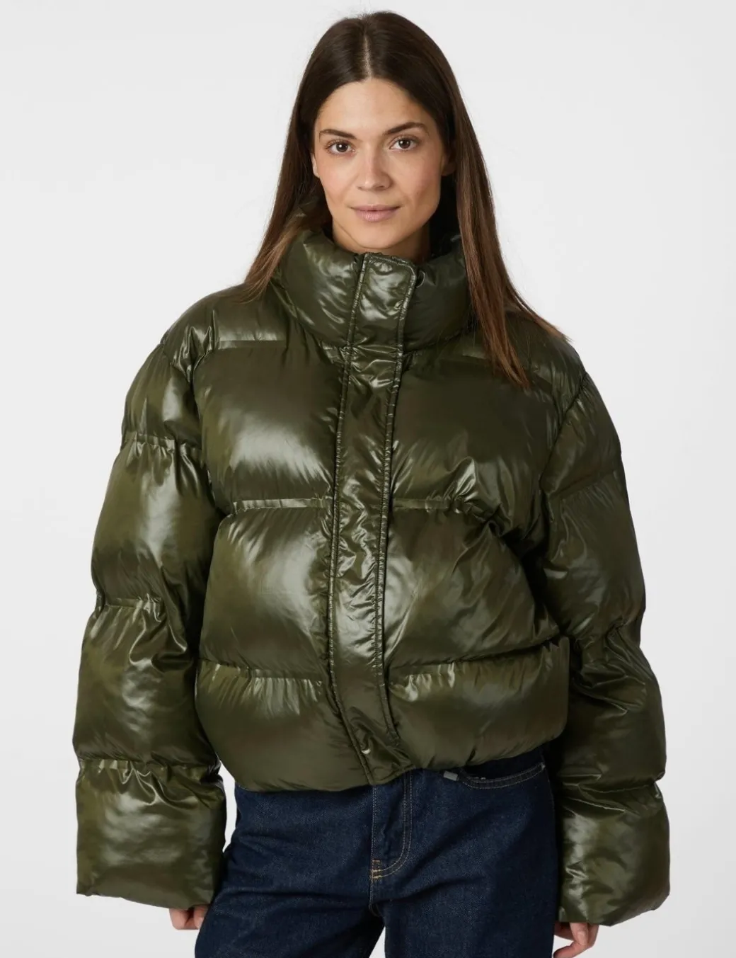 Neo Noir Rhea Shiny Pufferjakke - Army