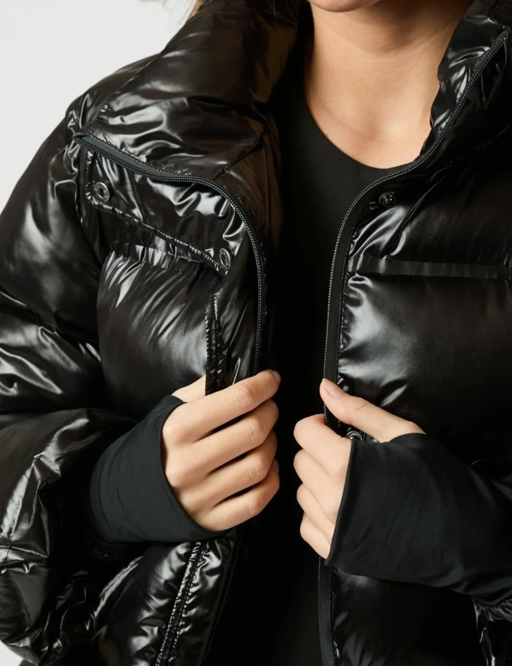 Neo Noir Rhea Shiny Pufferjakke - Sort
