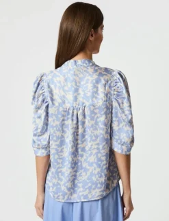 Neo Noir Roella Graphic Fade Bluse - Lyseblå