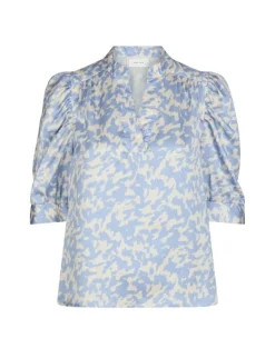 Neo Noir Roella Graphic Fade Bluse - Lyseblå