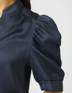 Neo Noir Roella Heavy Sateen Bluse - Mørkeblå