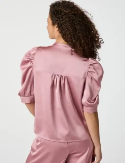 Neo Noir Roella Heavy Sateen Bluse - Rosa