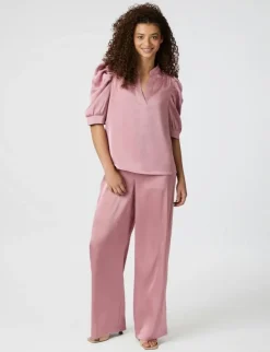Neo Noir Roella Heavy Sateen Bluse - Rosa