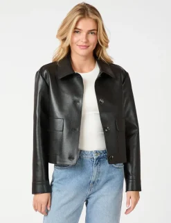Neo Noir Romana Faux PU Jakke - Sort