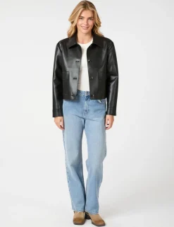 Neo Noir Romana Faux PU Jakke - Sort