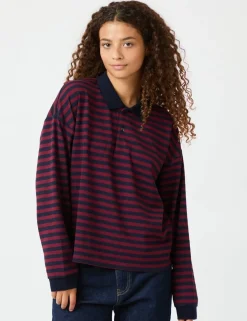 Neo Noir Sara Wide Stripe Polo Bluse - Stribet