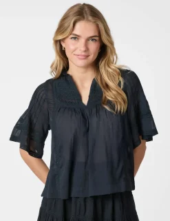 Neo Noir Siama S Voile Bluse - Blå