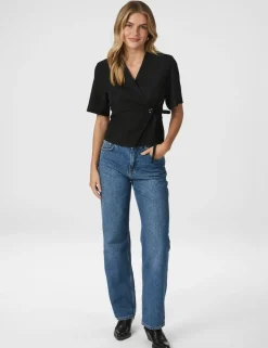 Neo Noir Simmo Eyelet Bluse - Sort