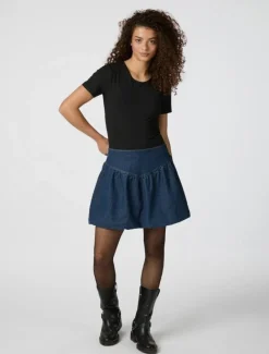 Neo Noir Solar Denim Balloon Nederdel - Denim
