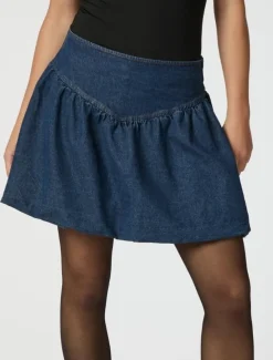Neo Noir Solar Denim Balloon Nederdel - Denim