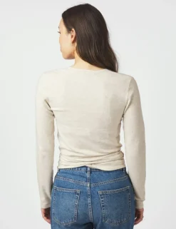 Neo Noir Tilfa Knit Wrap Bluse - Sand