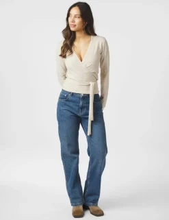 Neo Noir Tilfa Knit Wrap Bluse - Sand