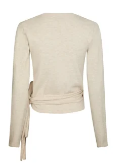 Neo Noir Tilfa Knit Wrap Bluse - Sand
