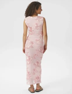 Neo Noir Tiranna Big Flower Mesh Kjole - Rosa
