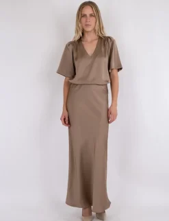 Neo Noir Vicky Heavy Sateen Nederdel - Bronze
