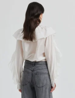 Second Female Fria Frill Bluse - Creme