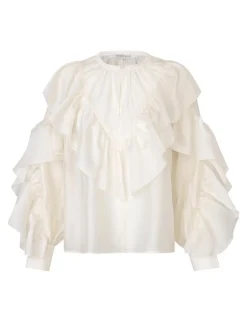 Second Female Fria Frill Bluse - Creme